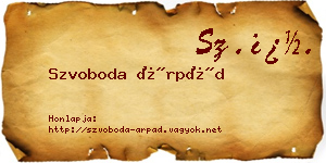 Szvoboda Árpád névjegykártya